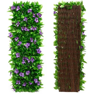 WJHDWYD Künstlicher Efeu-Zaun-Sichtschutz, Garten-Sichtschutz, Sichtschutz, Hecken-Sichtschutz, ausdehnbarer Efeu-Spalier-Sichtschutz-Gartenzaun for Garten, Balkon, Außenbereich, Paneele Tacery