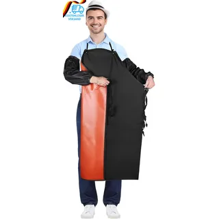 DBREAKS Unisex Schürze Metzgerschürze Arbeitsschürze Mit Ärmelschützer, PVC Wass