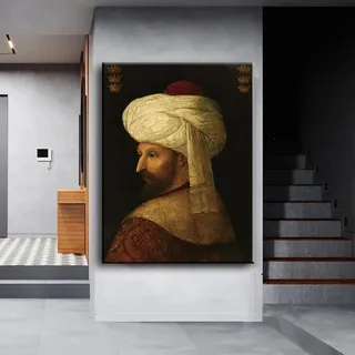 Dittelle Fatih Sultan Mehmet Portrait Leinwanddruck Malerei Klassische Figur Wandkunst Bilder Poster für Wohnzimmer Hauswand27,5 "x 39,3" (70 x 100 cm) Kein Rahmen