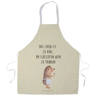 Mr. & Mrs. Panda Kochschürze Igel Wein, Schürze, Gelb Pastell, Weinglas, Kochschürze, Küchenschürz, (Packung), Barista Schürze Profi Kochschürze Servierschürze gelb