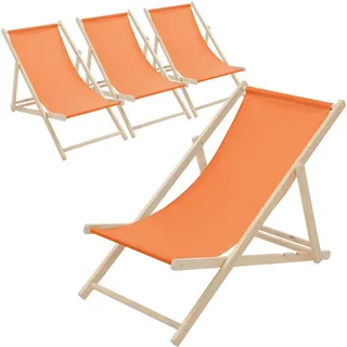 ECD Germany 4er Set Liegestuhl Klappbar 57,5 x 83 x 100 cm Orange