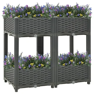 Yolola hochbeet Kunststoff Hochbeete Für Garten hochbeet wpc blumenkübel hochbeet Rattan Blumenkasten Pflanzkübel Hochbeet Hochbeet Balkon Für Garten Polypropylen-Dunkelgrau-80 x 40 x 71 cm