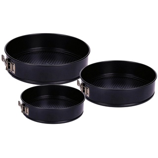 Spetebo Backform Back Springform rund schwarz 3er Set 28-26-24 cm, (Set 3-tlg), Kuchen Backformen mit Antihaft-Beschichtung schwarz