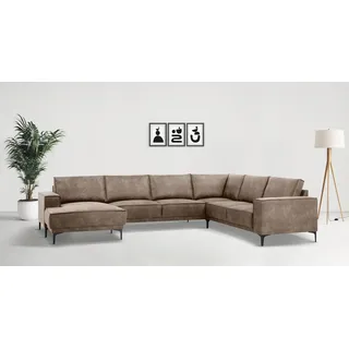 OTTO home Wohnlandschaft OTTO HOME "OLAND U-Form, XXL, B: 342 cm, Skandi-Design", grau (taupe), B:342cm H:85cm T:260cm, 100% Polyester, Sofas, Wohnlandschaft, Skandi-Design in Struktur, Flachgewebe, Luxus-Microfaser, Boucle