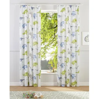 OTTO home Gardine OTTO HOME "DINO" Gr. 1, beige (natur), B:135cm H:145cm, Polyester, Baumwolle, Recyceltes Material, Gardinen, Gardine, Kindergardine, einseitig mit Dinosauriern bedruckt