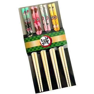 Jilijia Tomioka Giyuu Anime-Essstäbchen, japanischer Anime-Stil, 4 Paar, Bambus-Essstäbchen, klassisches traditionelles chinesisches Geschirr, Essstäbchen-Set für Reis, Sushi-Nudeln