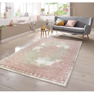 TeppichHome24 Teppich Teppich Vintage in Rosa Beige Creme, rechteckig beige|rosa 200 cm x 290 cm