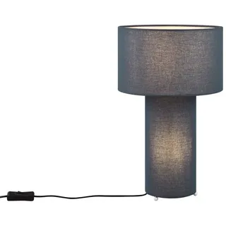 TRIO Leuchten LED Nachttischlampe, Dimmfunktion, LED wechselbar, Warmweiß, große Stofflampe dimmbar per Switch Dimmer, Blau, Höhe 40cm blau