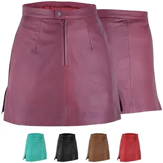 Trendiger Mini Lederrock aus Lammnappa Business Rock Echtleder 44, Weinrot - 44