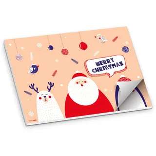 itenga Tischset Platzset Merry Christmas Weihnachtsfiguren aus Papier I DIN A3 50 Blatt I ideal als Tischdeko oder Gedeckunterlage an Weihnachten oder der Vorweihnachtszeit