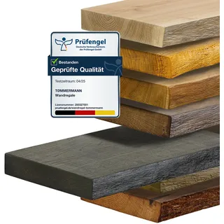 tømmermann Wandregal Schweberegal massiv Eiche - Bücherregal Holz Regal mit Baumkante Hängeregal Regalbrett aus massivholz Wandboard deko Regal Wand Shelf | 140 cm breit Farbe Antik Schwarz
