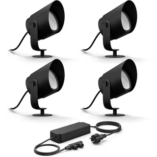 Philips Hue Lily XL 4er Set Gartenstrahler (Anthrazit) - Weiß und Farbiges | Gartenbeleuchtung - Weiß/Farbiges Licht - Inkl. Zuleitungskabel - Hue White and Color Ambiance