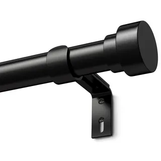 Schwarz Vorhangstange Ausziehbar Gardinenstange Curtain Rod Gardinenstangen für Fenster Outdoor (Schwarz Matt, 76 to 380 cm)