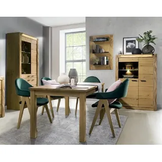 JV Möbel Esszimmer Modern Set Esstisch, 4x Stühle Designer 2x Vitrine Einrichtung