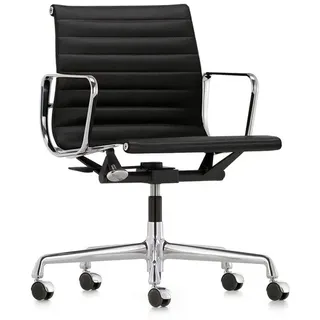 Vitra Bürodrehsessel Alu-Chair Stoff schwarz, Designer Charles & Ray Eames, 58x83-95x56-65 cm
