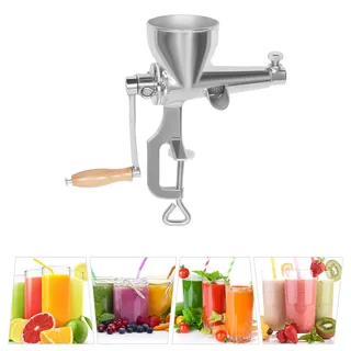 Weizengras Saftpresse Manuell Entsafter Obst Gemüse Handpresse mit Sieb und Reinigungsbürste, Tischklemme Edelstahl Weizengraspresse Manuell Beerenpresse für Weizengras, Sellerie usw