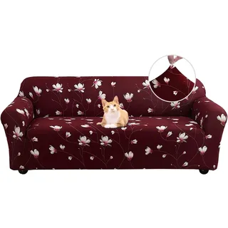 Jaotto Sofabezug 3 Sitzer Elastischer Stretch Spandex Sofa Überwürfe Sofahusse Antirutsch Waschbar Sofaschoner Couchbezug für Sofa mit Armlehne,Burgunder Orchidee