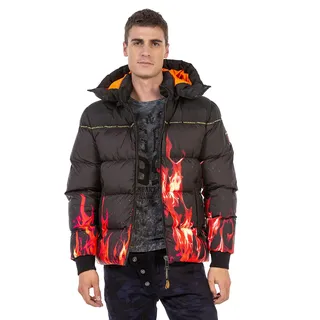 Cipo & Baxx Herren Winterjacke Steppjacke Glänzend Kapuze Jacke CJ270 - XXL