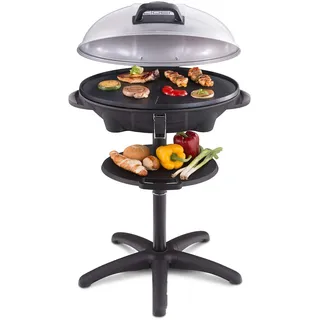 Cloer 6789 Barbecue-Grill, Outdoor Standgrill mit integriertem Thermometer, Antihaftbeschichtung, 2400 Watt, Grillfläche: 38,5 x 52,5 cm, platzsparend verstaubar