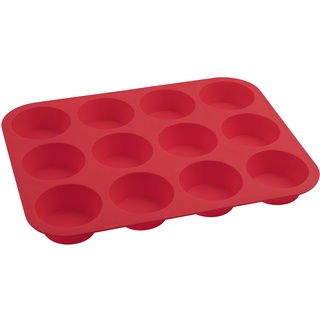Dr. Oetker Muffinform 12er Cups 34 x 26 x 3 cm FLEXXIBLE LOVE, Silikonfrom für Muffins, Backform aus hochwertigem Platinsilikon, Form mit Antihaft-Eigenschaften (Farbe: Rot), Menge: 1 Stück