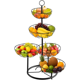 GREENSAPPIRE 5 Etagen Obst Etagere Obstkorb Metall – Großes Mehrstöckiges Obst- und Gemüsekorb Regal für Küche, Stabiler Organizer mit Belüftungsdesign zur Aufbewahrung von Lebensmitteln