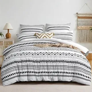Bettwäsche 3 teilig Mikrofaser Reißverschluss 200x200 Boho Grau