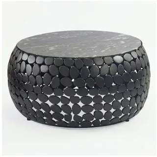 Wohnling Couchtisch rund Schwarz Marmor 65 x 32 cm
