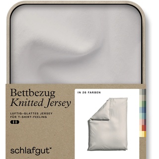 Bettbezug SCHLAFGUT "Knitted Jersey uni, aus Bio-Baumwolle mit Elasthan, Reißverschluss" Bettbezüge Gr. B/L: 155 cm x 220 cm, beige (sand light) Jersey-Bettwäsche bügelfrei, Mix & Match Bettwäsche: passender Kissenbezug erhältlich