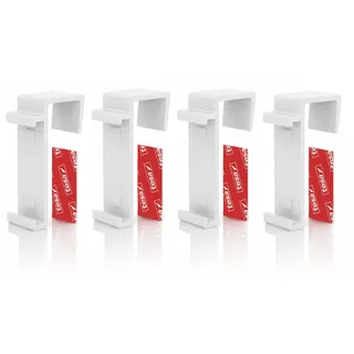 KLEMMFLEX Klemmhalter kurz Nicht verstellbar, 4 Stück, für Klemmfix Rollo, Doppelrollo & Duorollo - mit original tesa Klebepad - ohne Bohren zum Klemmen und Kleben - für PVC & Holzfenster und Tür