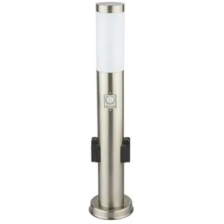 GLOBO LIGHTING Deckenleuchte, Leuchtmittel inklusive, Kaltweiß, Warmweiß, Neutralweiß, Tageslichtweiß, Farbwechsel, LED Sockelleuchte mit Steckdose Wegeleuchte Außen Smart silberfarben