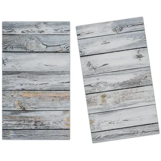 Primedeco Herd-Abdeckplatte Herdabdeckplatte Spritzschutz aus Glas Gealtertes Holz, Glas, (2 tlg) grau|silberfarben