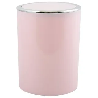 MSV Kosmetikeimer KAMAKA, eleganter Abfalleimer mit Schwingdeckel, für Küche, Bad, Büro, in angesagten Trendfarben, 6 L, pastellrosa rosa