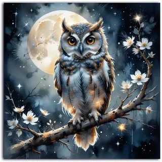 YarnWhimsy Diamond Painting Erwachsene Eule, Diamant Painting Bilder Erwachsene Tier, 5D Runde Steine Daiments Painting Set, Kreatives Bastelset für Heimdekoration, Geschenk, 35x35cm