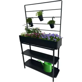 Dobar Metall-Hochbeet mit Rankgitter 94 x 30 cm Anthrazit