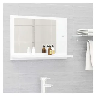 furnicato Wandspiegel Moderner Badspiegel Weiß 60 x 10,5 x 37 cm mit Regal (1-St), Wandspiegel mit Ablage für Badutensilien aus stabilem Massivholz weiß 60 cm x 10.5 cm