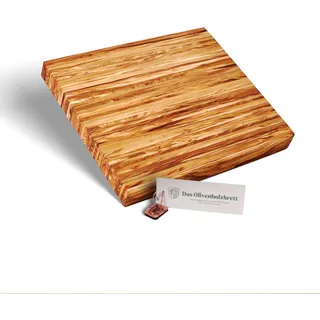DAS OLIVENHOLZBRETT® exklusives Hackbrett aus Olivenholz/massives Schneidebrett aus Olivenholz/Metzger Brett/Allzweck Schneidebrett 50cm x30cm x3,5cm