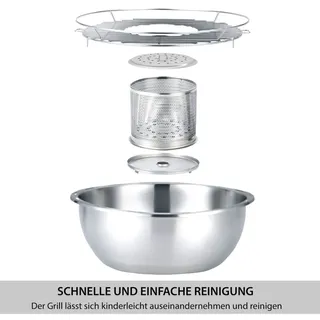 Syntrox Germany Holzkohlegrill Ciudad aus Edelstahl Raucharm