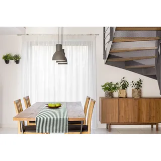 FILU Tischläufer 40 x 180 cm Dunkelgrün/Weiß gestreift (Farbe und Größe wählbar) - hochwertig gefertigter Tischläufer aus 100% Baumwolle im skandinavischen Landhaus-Stil