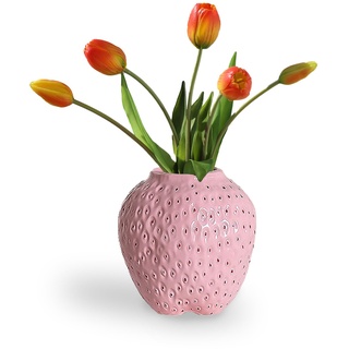 Erdbeer-Dekorative Keramik Vase, Modern Strawberry Vasen Für Pampasgras Blumen, Vintage Erdbeervase Für Wohnzimmer, Küche, Garten, Büro, Pink, M