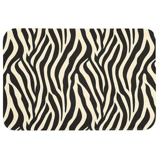 OnlyWow Badematte Zebra - Druck - Klassisch - Schwarz, Höhe 10 mm, Polyester, Rechteckig, Badezimmerteppich, Badteppich, Rutschfest, Badvorleger, Waschbar schwarz Rechteckig | 90 cm x 60 cm x 10 mm