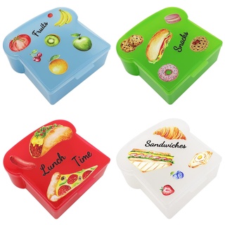 Mngren Personalisierte Brotdosen 4 Stück mit Cartoon-Aufkleber, Sandwich-Behälter Bento Brotbox Lunch-Boxen, Lunchbox-Bentobox für Kinder und Erwachsenen, Mikrowellen- und spülmaschinenfest