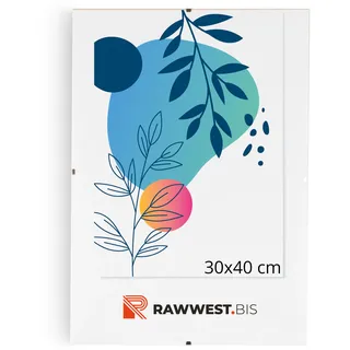 RAWWEST.BIS Rahmenloser 30x40 cm Bilderrahmen Bildhalter Cliprahmen Fotorahmen Kunstglas Plexi gut für Wohnzimmer, Esszimmer, Küche,Fotos Poster viele Größen Rechteckig mit Clips gut.