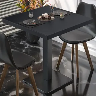 MBM | Bistro Tisch | 70 x 70 x 74,5 cm | Melamin | Schwarz / Schwarz | Bistro Tisch Esstisch
