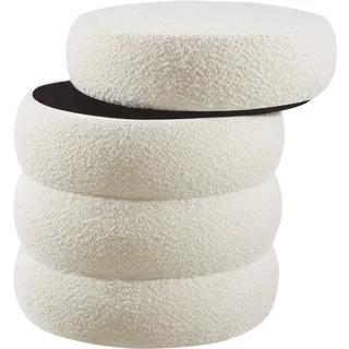 Tectake Sitzhocker Altu Bouclé 42 x 47 x 42 cm Weiß