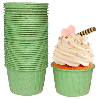 Frepea 50 Stücke Cupcake Formen Papier Muffinförmchen Papier Antihaftbeschichtet Einweg-Backbecher für Halloween Geburtstage Hochzeiten Partys (Grün)