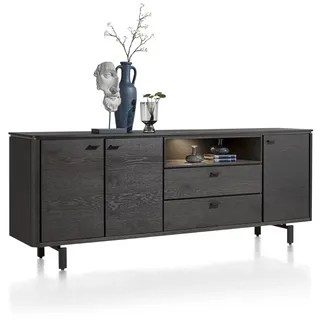 Henders & Hazel Livada Sideboard mit LED Wildeiche Furnier/Metallgestell - Schwarz