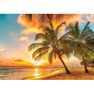 Forwall - Vlies Fototapete Strand Meer Palmen Karibik Landschaft 208x146 cm - Fototapeten - Tapeten - für Wohnzimmer Schlafzimmer - Vliestapete Wandtapete Tapete 3D Effekt- inkl. Kleister