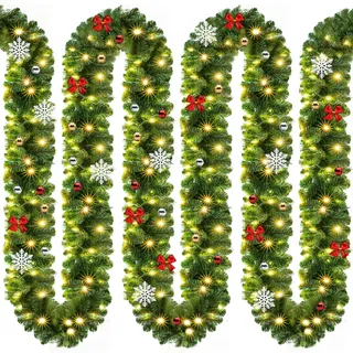 CASARIA Weihnachtsgirlande LED 10 m 160 LEDs spritzwassergeschützt IP44 grün