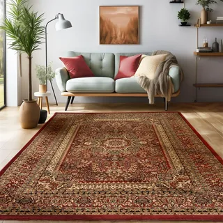 SIMPEX Orient Teppich 240x340 cm Rot, Klassisches Wohntextil im Landhausstil, Strapazierfähig & stilvoll für großzügige Räume oder Wohnlandschaften