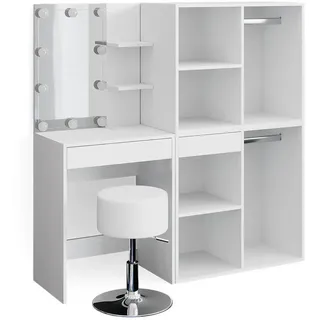 Vicco Schminktisch Isabelle LED-Beleuchtung Hocker Beistellschrank